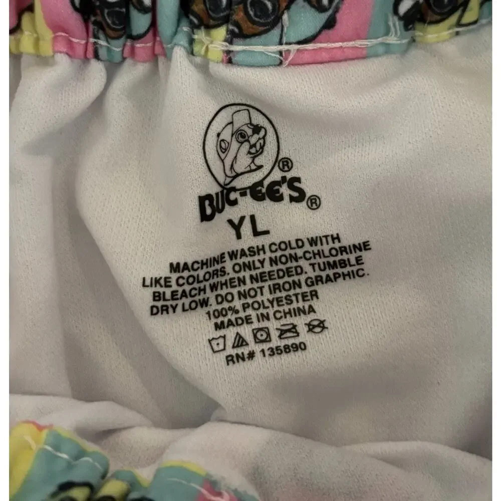 Buc-ee’s Pastel Checkerboard Beaver Mascot Swim Trunks Sz YL Vacation